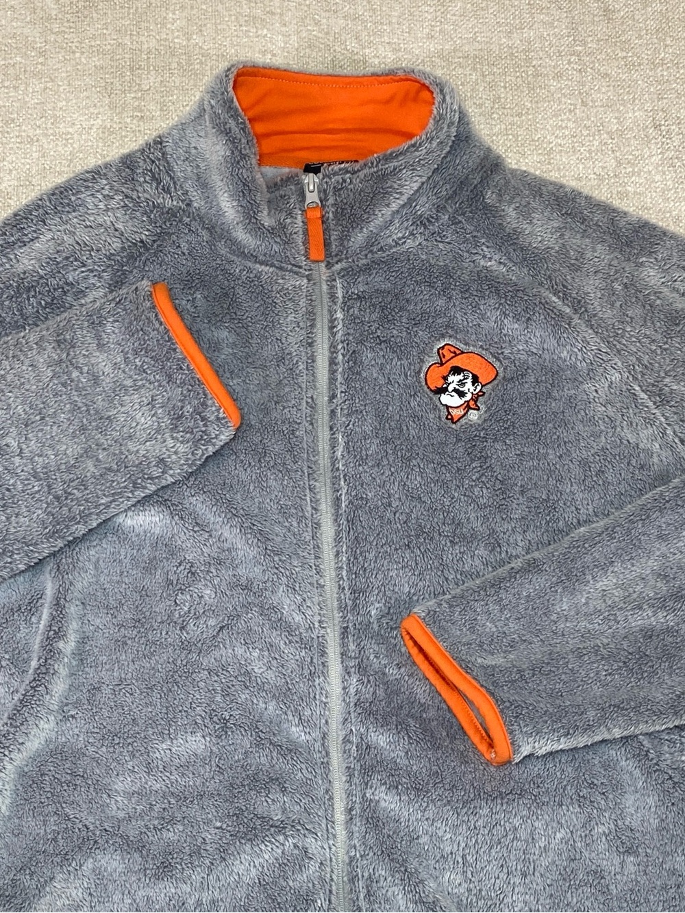 Colosseum Oklahoma State Cowboys Jacket Women XXL Fleece Full Zip Gray OSU NCAA